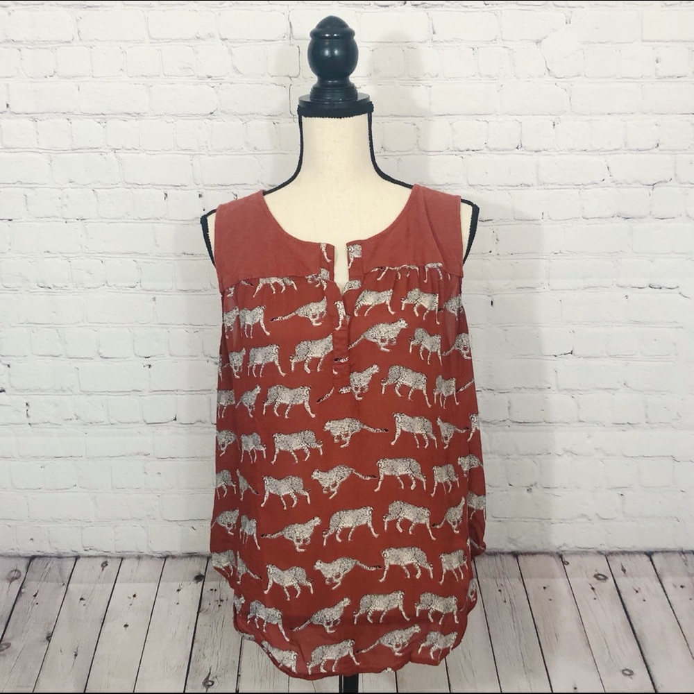 Lucky Brand Rust Sleeveless Blouse Size L